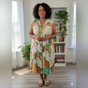 Map Print Maxi Dress